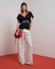 LYOCELL AND LINEN PALAZZO PANTS