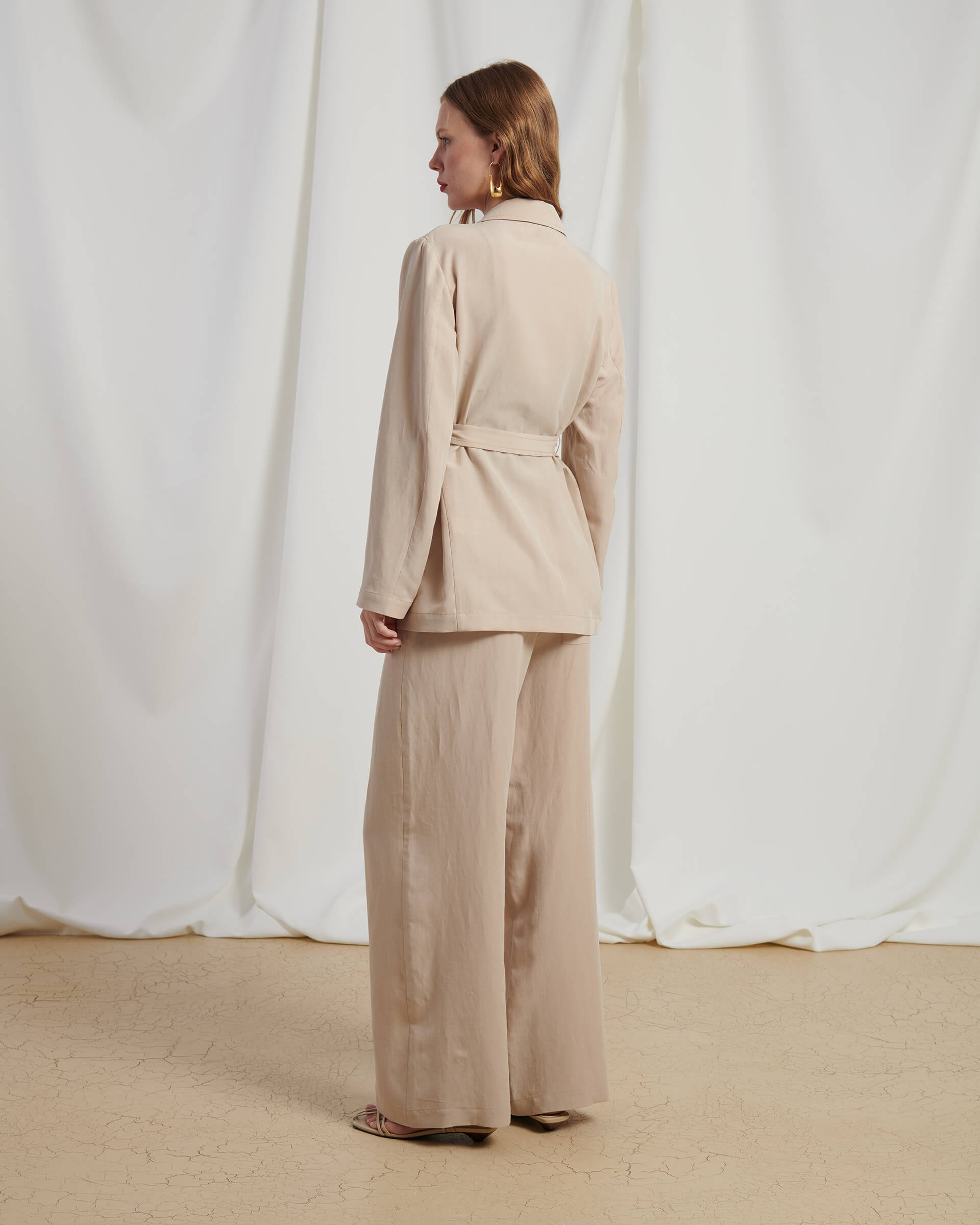 LYOCELL AND LINEN PALAZZO PANTS