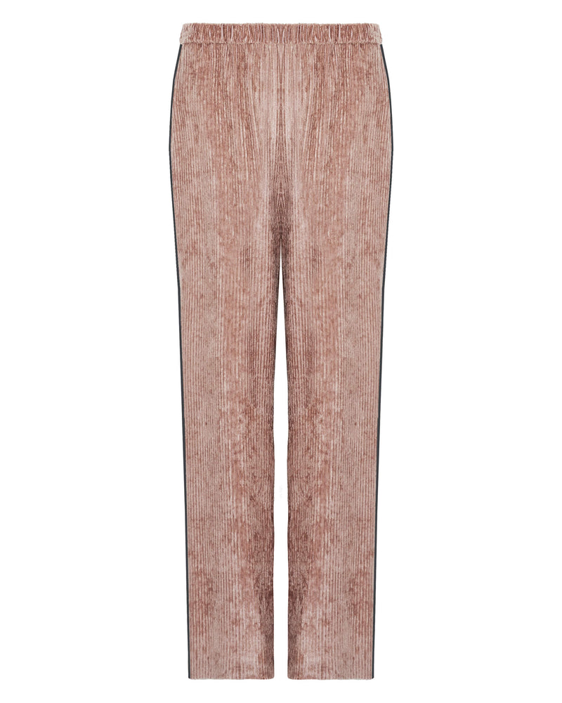 pink velvet trousers