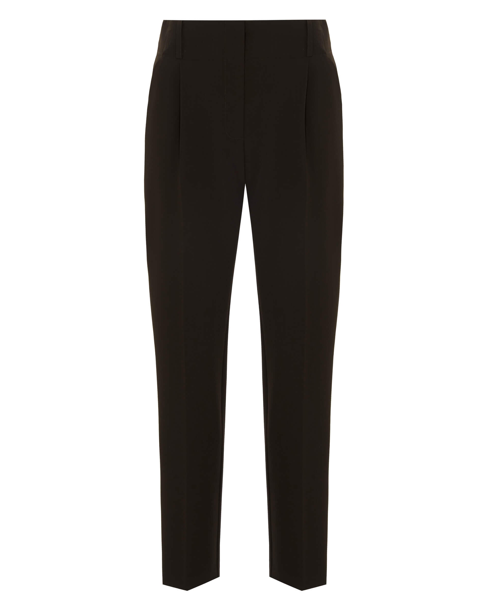 high-waisted brown trousers