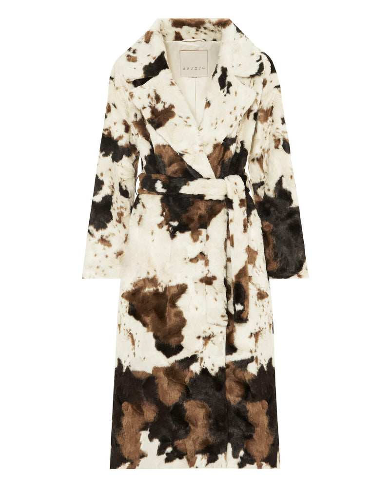 pony hair eco-fur coat with animal print