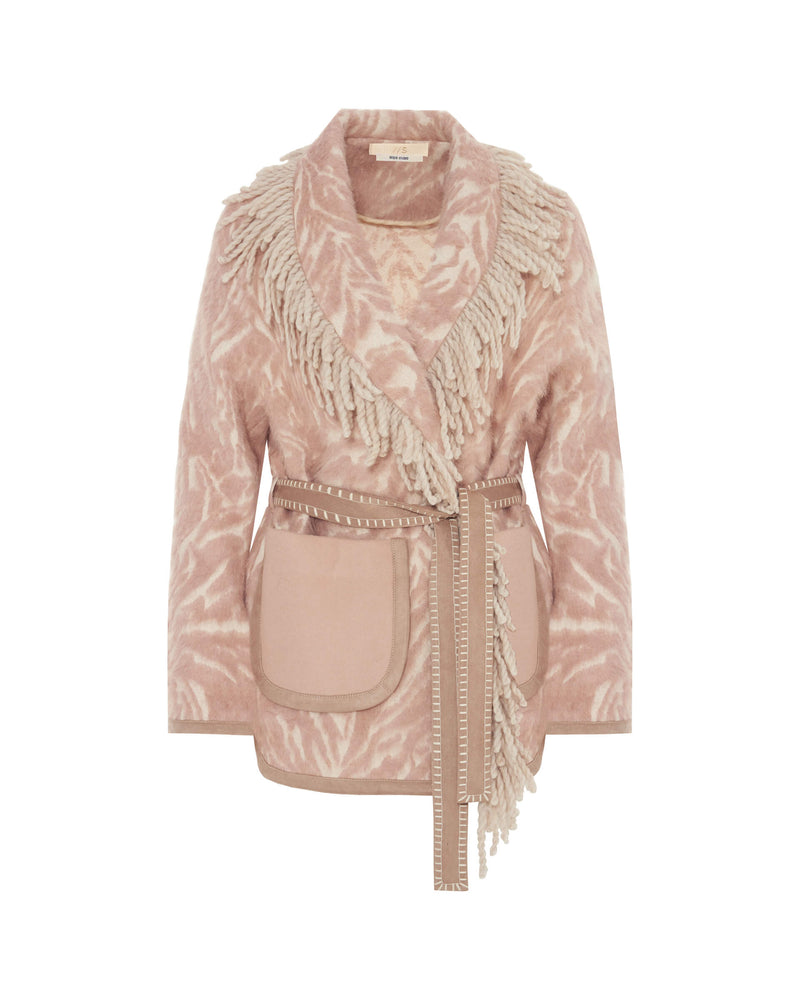 pink animalier jacket in wool