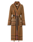 coat with fringes and belt