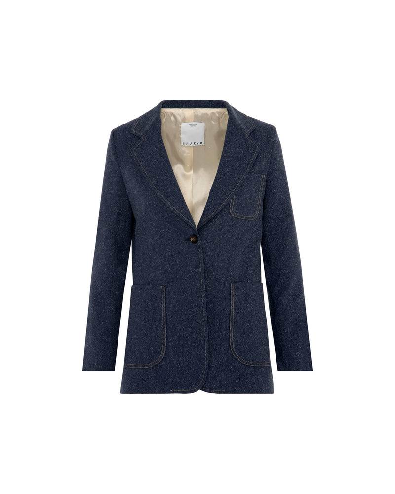 blazer in wool and silk blend