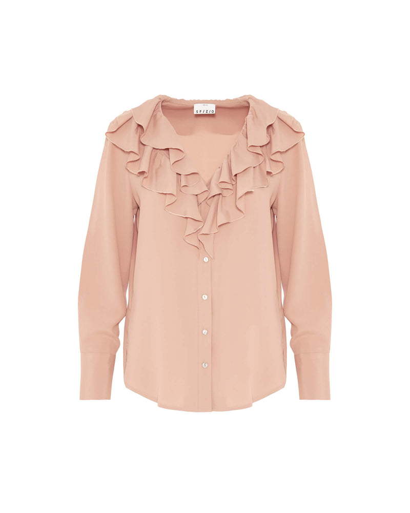 light pink blouse with ruffles