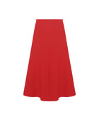 red flared knit skirt