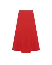 red flared knit skirt