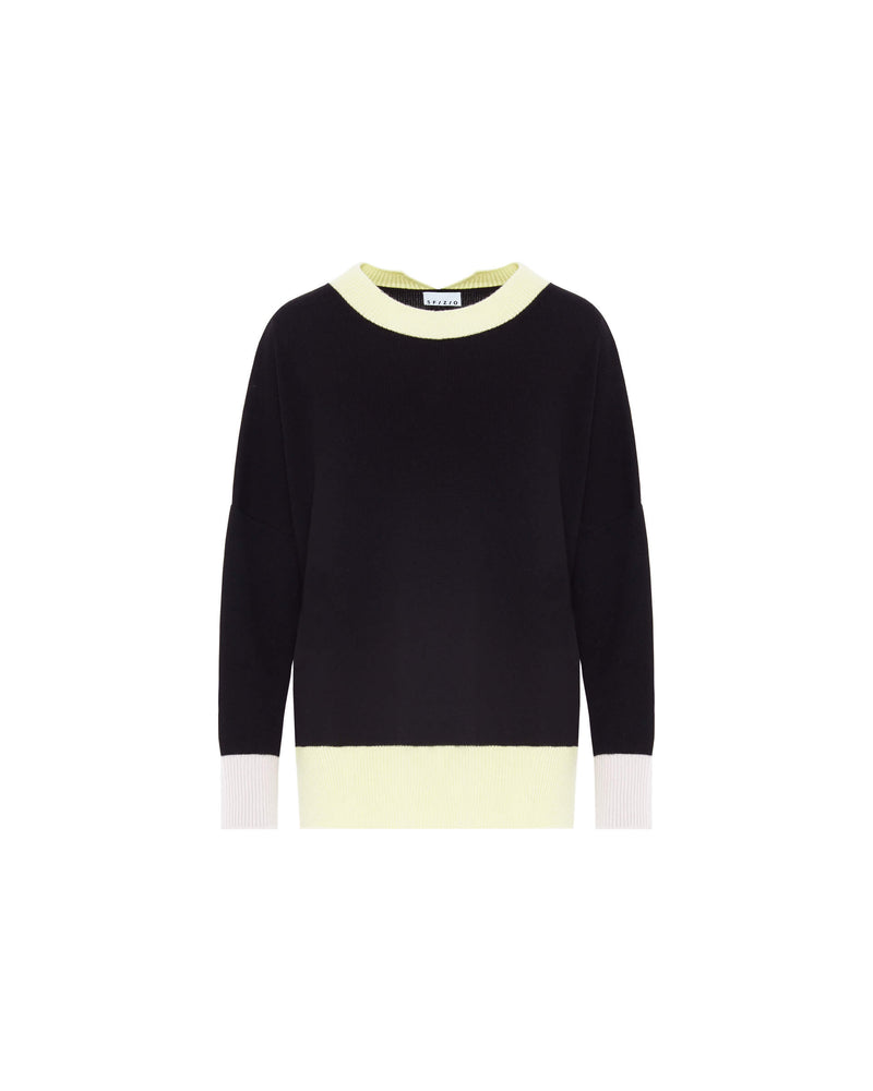 black color-block sweater