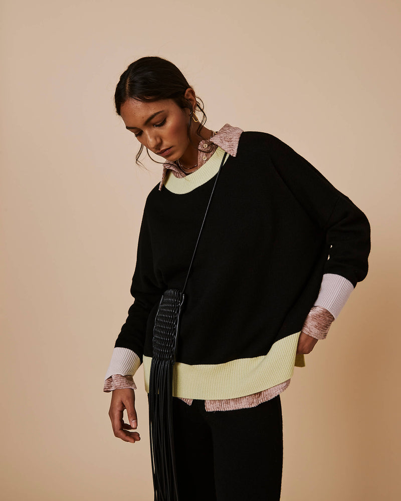 sfizio black color-block sweater+23FA8424MERINOS_99