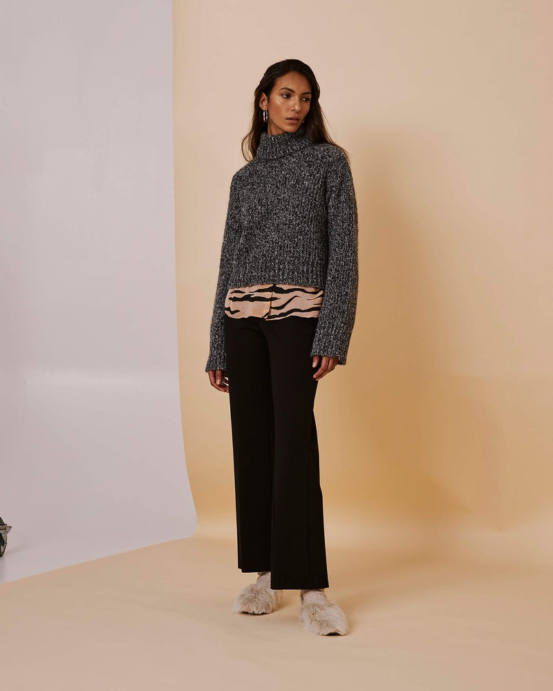 sweater with half mock polo neck