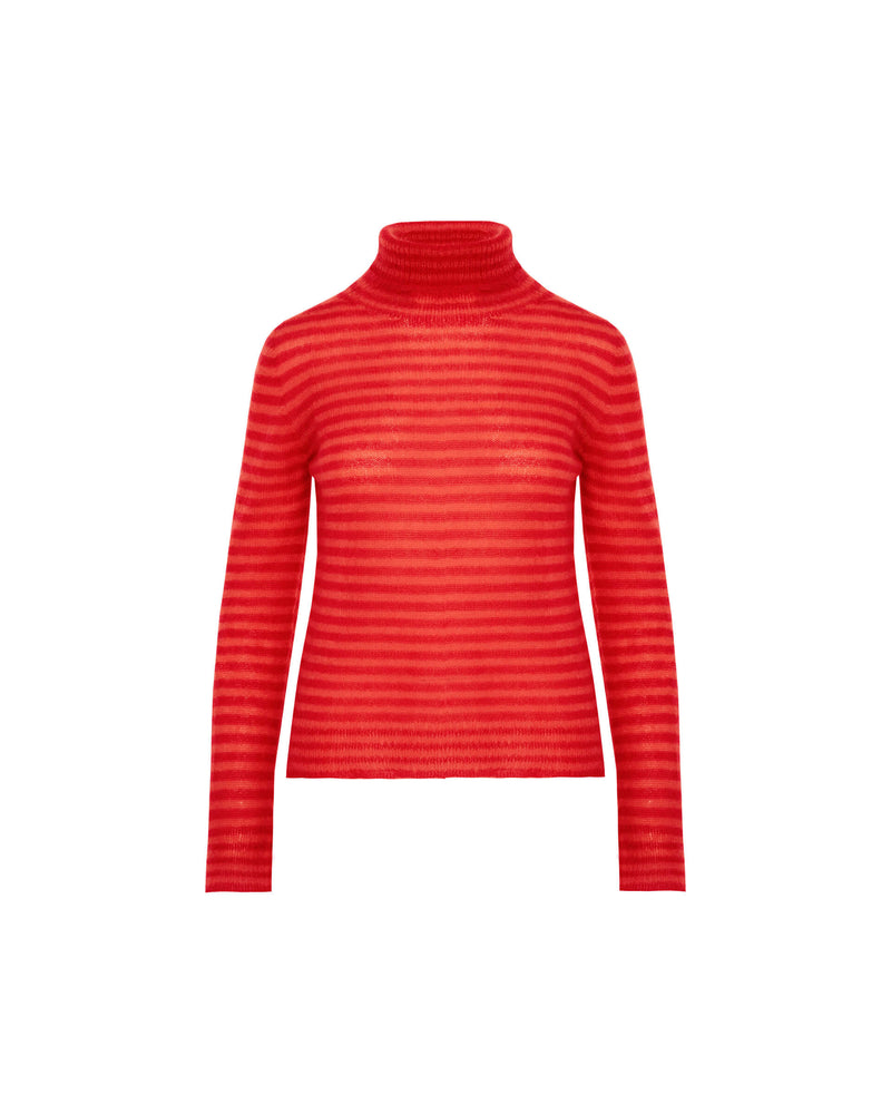 red striped turtleneck sweater