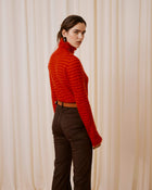 red striped turtleneck sweater