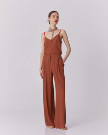 sfizio brown trousers with flounce+23FE1766SILKY_600