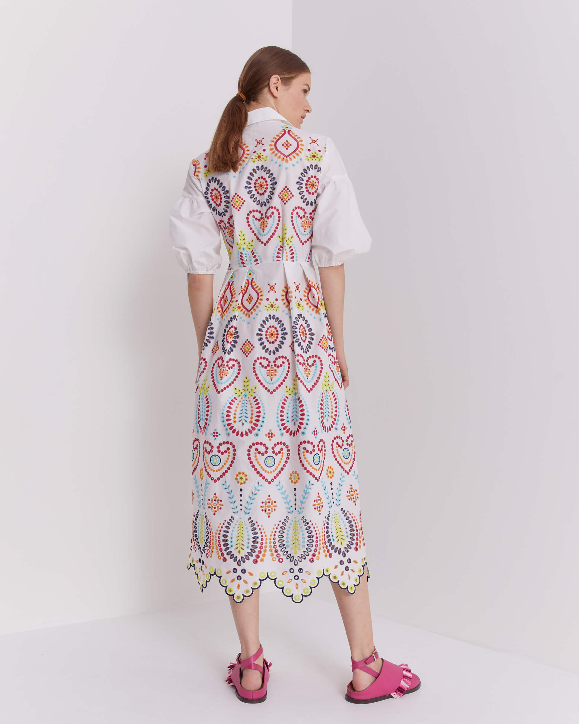 sfizio colourful shirt dress in broderie anglaise+23FE6010HOLES_1