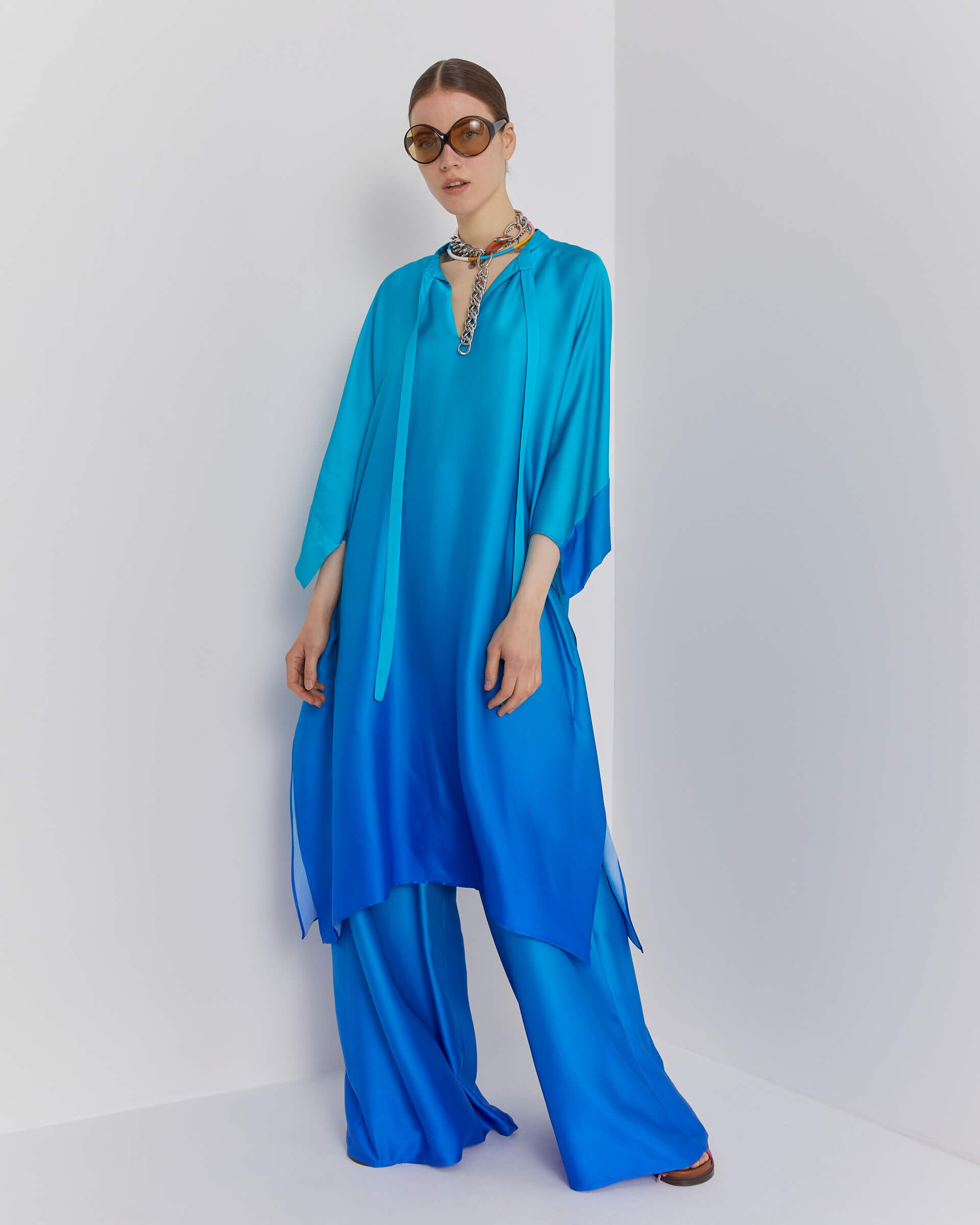 sfizio kaftan with banded collar+23FE6018RAY_700