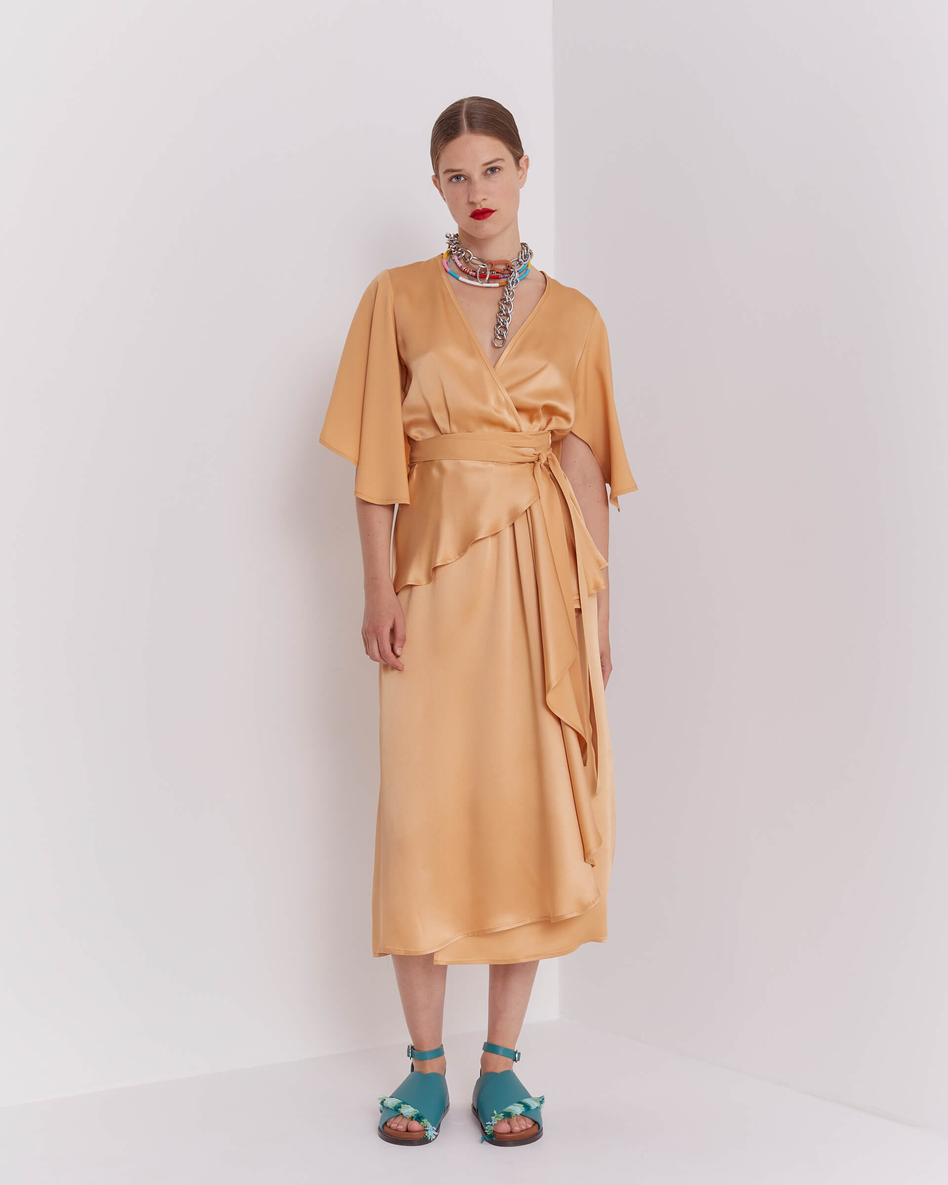 sfizio midi wrap dress+23FE6862SATIN_370