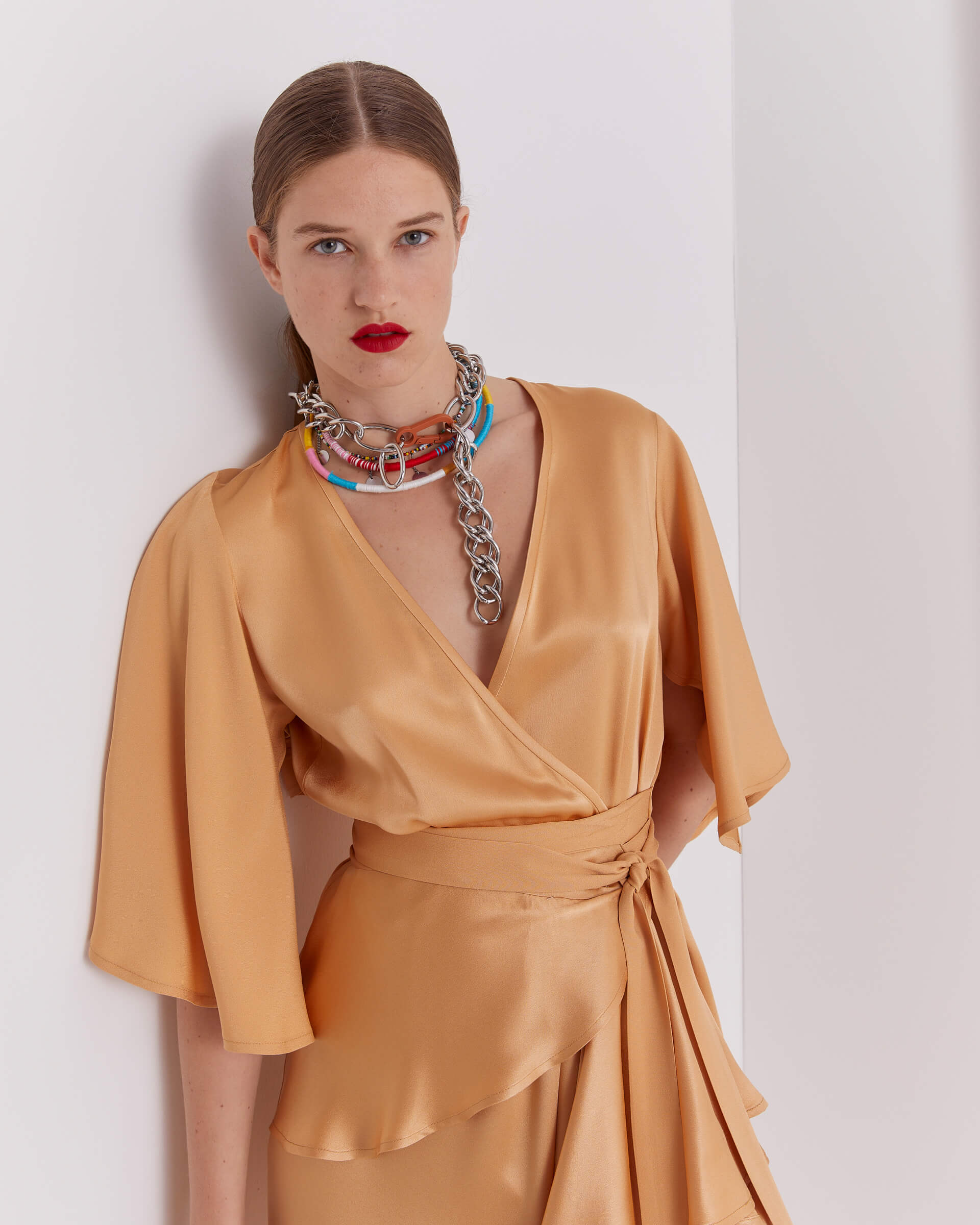 sfizio midi wrap dress+23FE6862SATIN_370