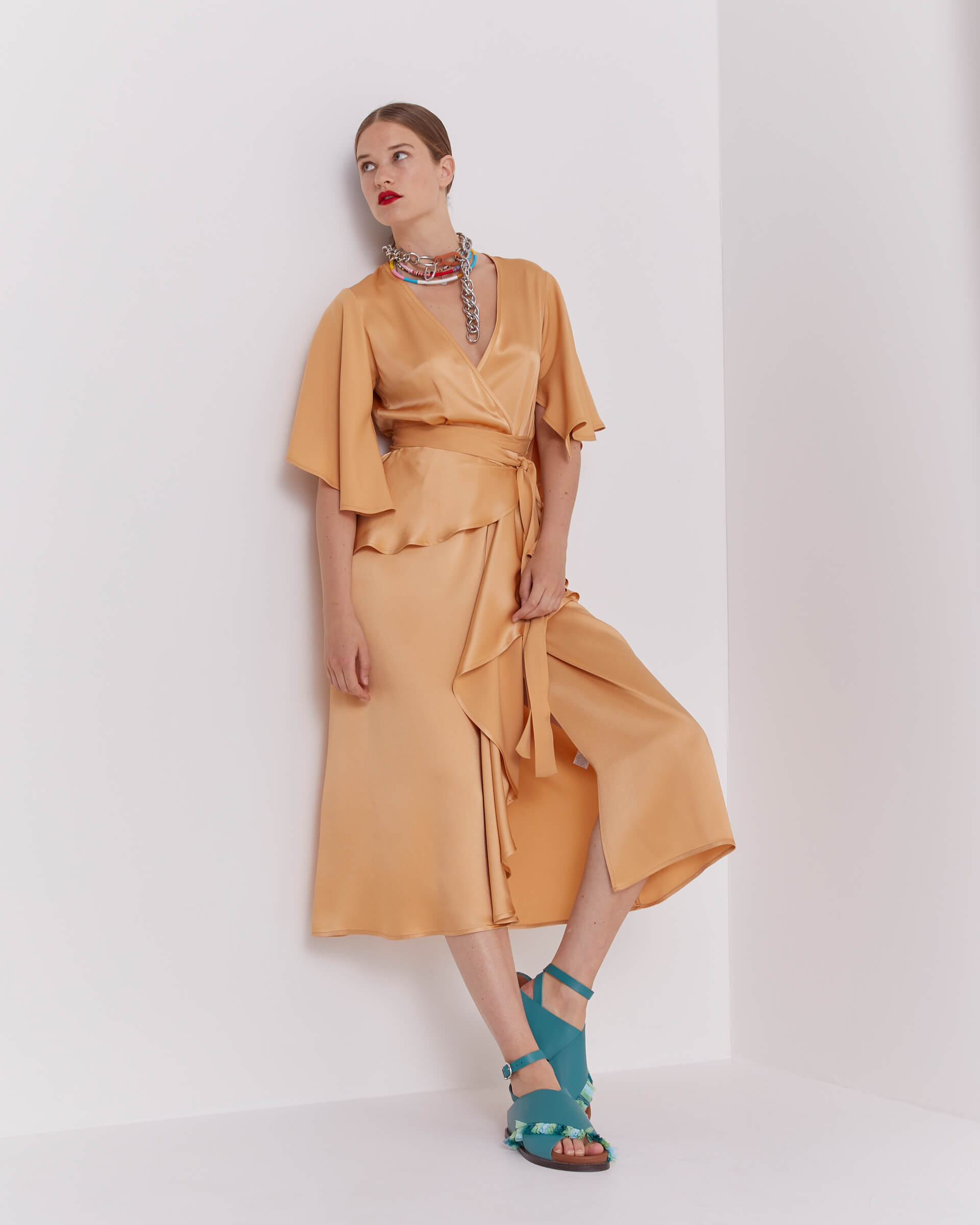 sfizio midi wrap dress+23FE6862SATIN_370