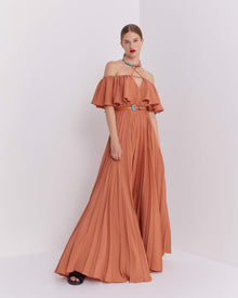 sfizio long dress with pleated skirt+23FE6930PARTY_650