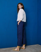 cropped trousers with gathering+24FE1943POPLIN_590