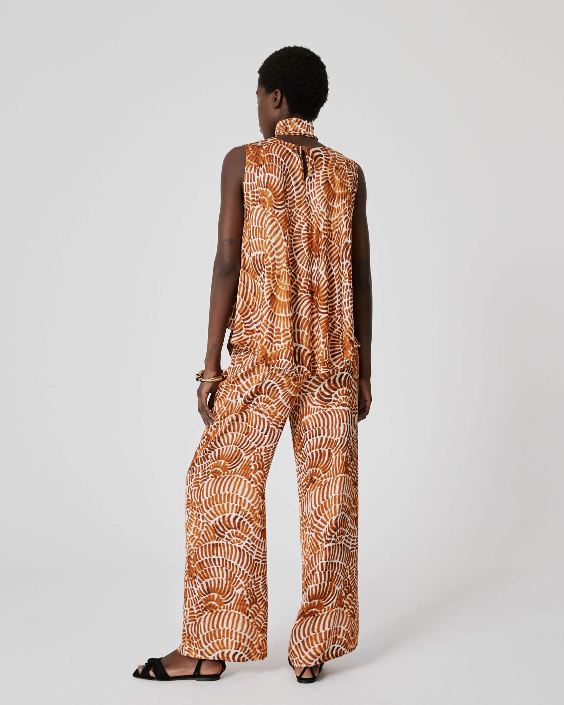 printed palazzo trousers of satin+24FE1944SHINY_670