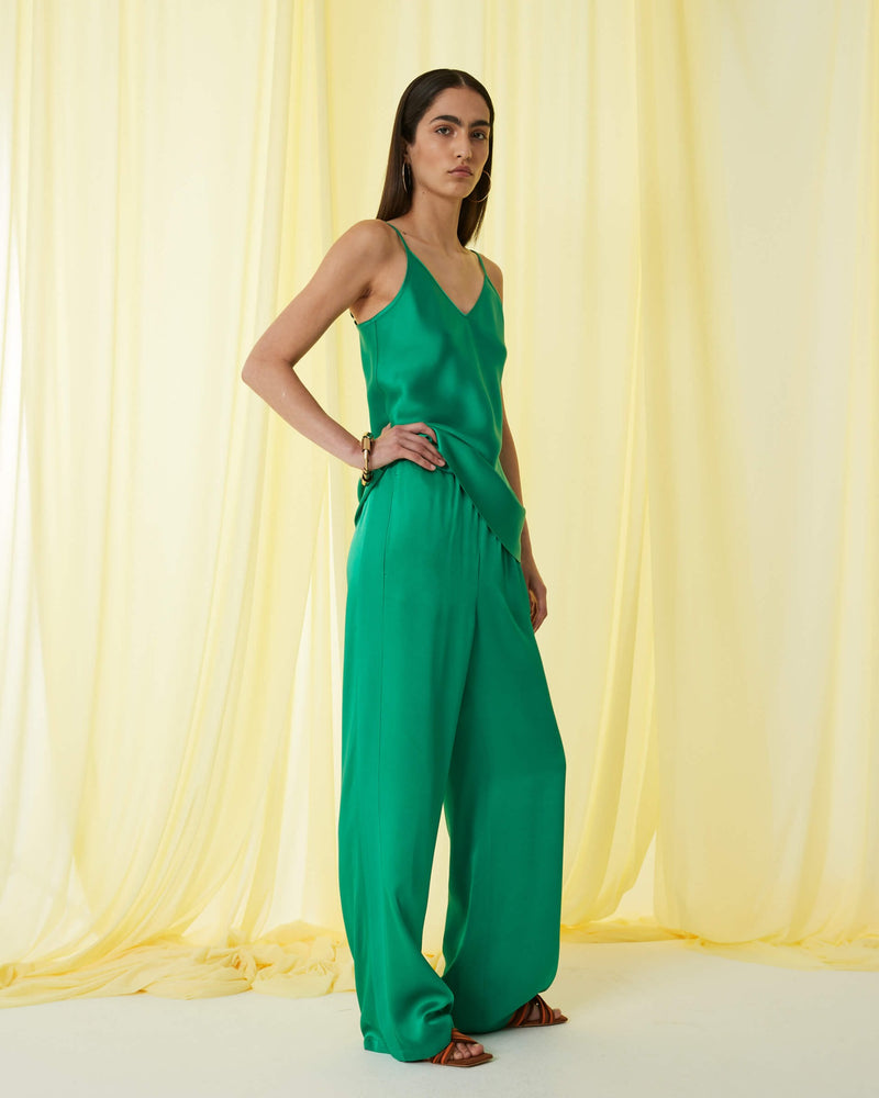 palazzo trousers of shiny satin