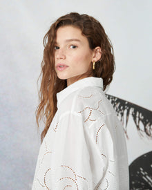 shirt with Ã  jour floral embroidery+24FE4158AJOUR_1