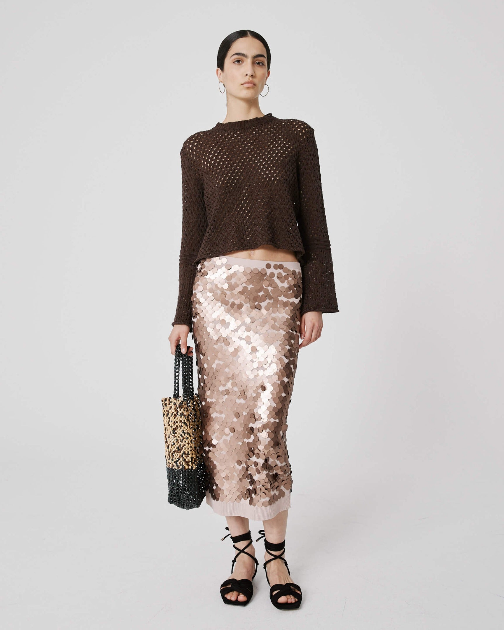 midi skirt with macro sequins