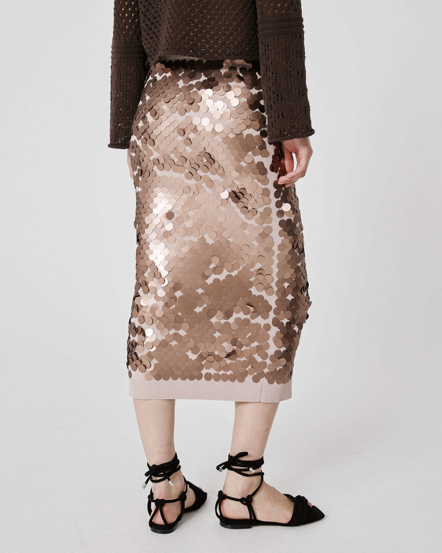 midi skirt with macro sequins