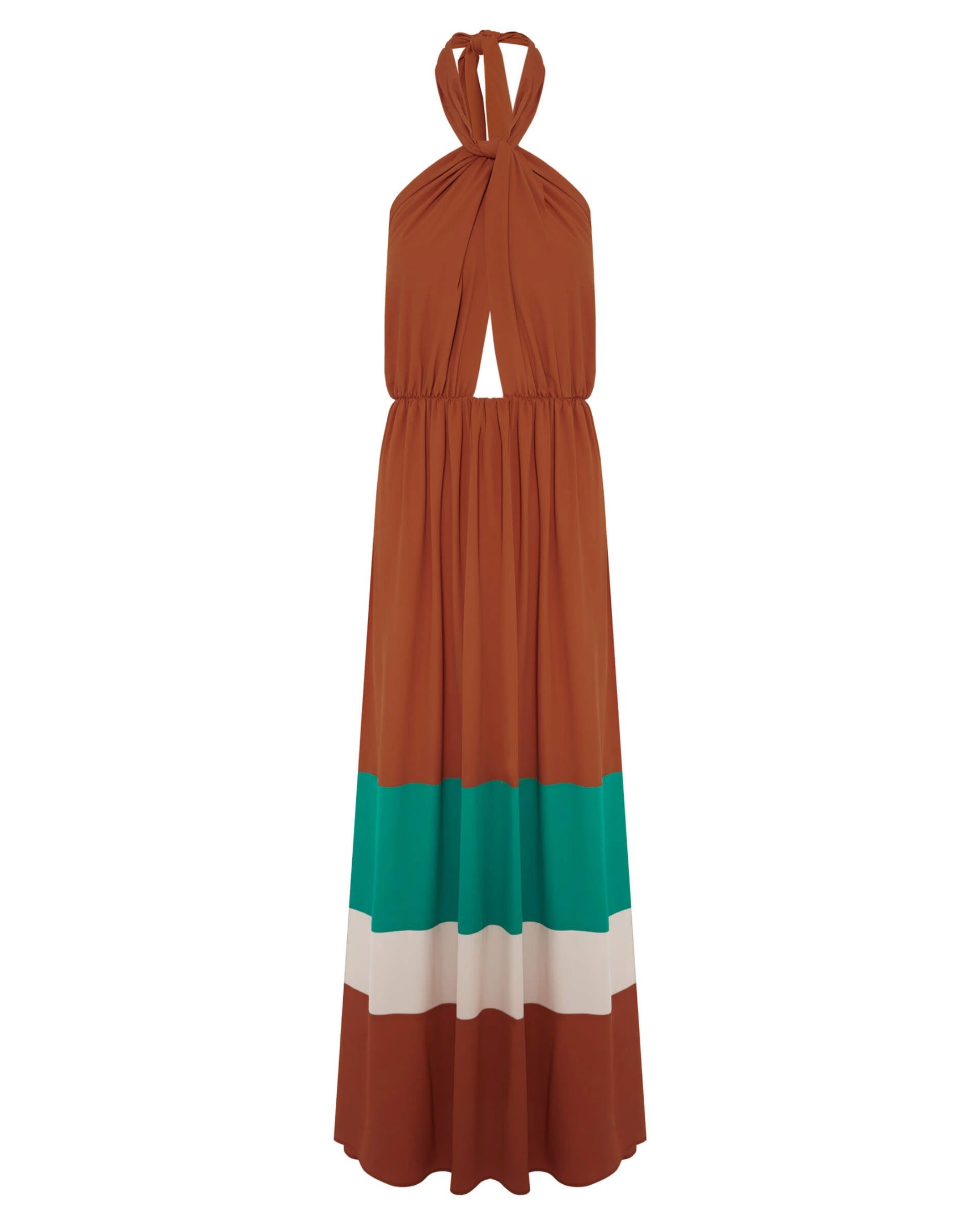 long patchwork dress with knot