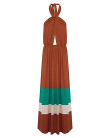 long patchwork dress with knot