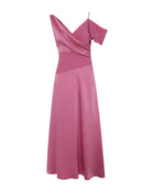 satin dress with asymmetrical bodice+24FE6296SATIN_230