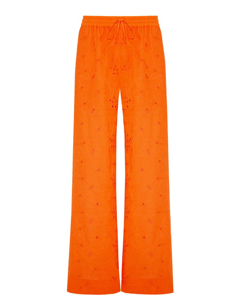 PANTALONI A GAMBA LARGA RICAMATI