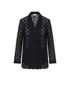 DOUBLE-BREASTED EYELET BLAZER