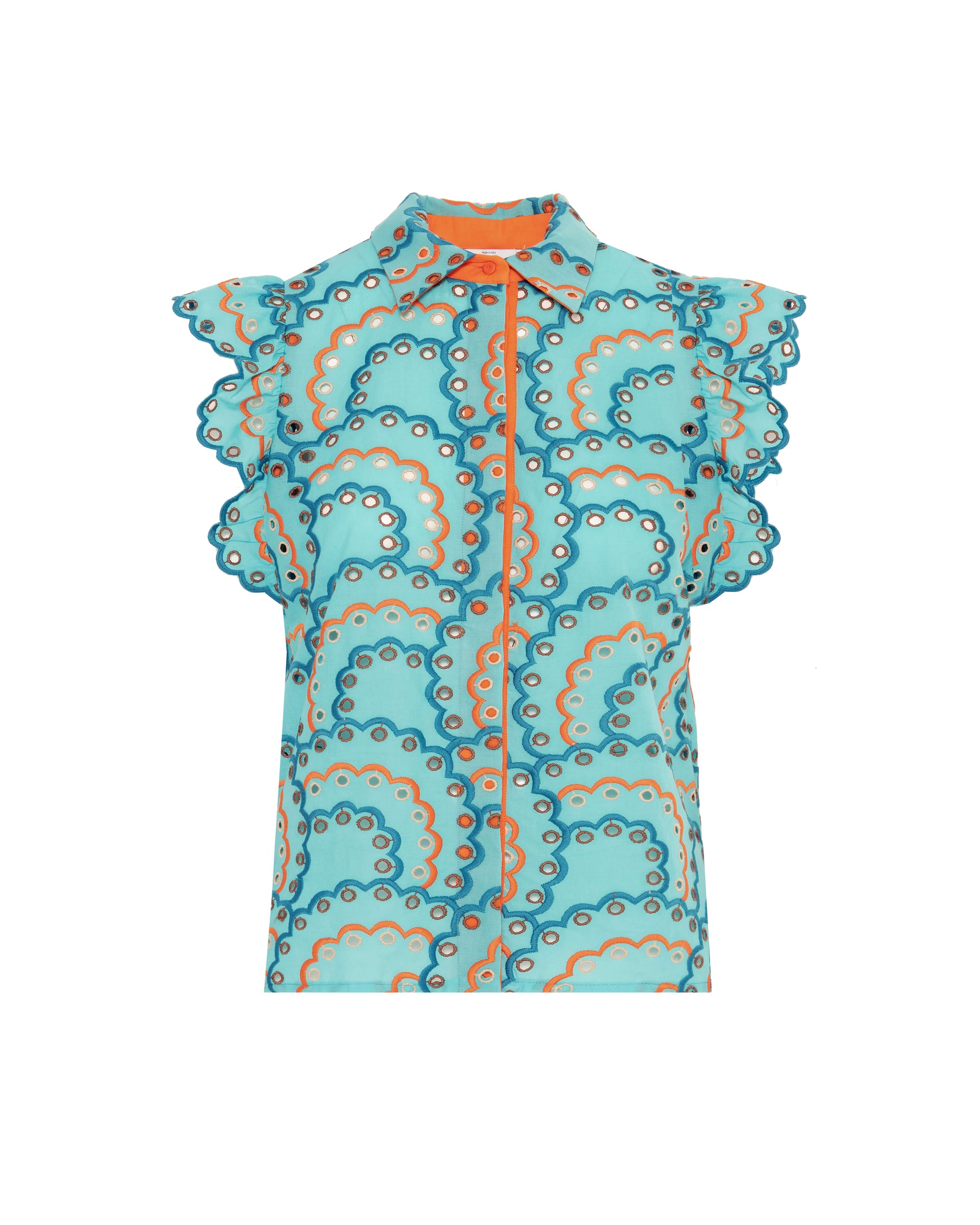 SHORT SLEEVE SHIRT WITH SANGALLO EMBROIDERY