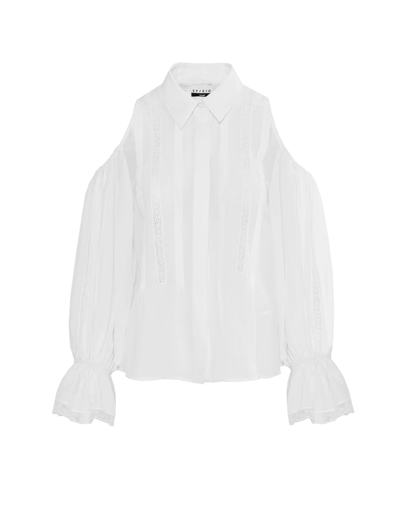 WASHED SILK BLEND SHIRT WITH LACE