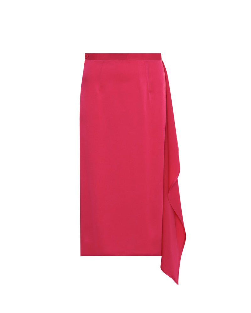 PENCIL SKIRT IN ENVERS SATIN