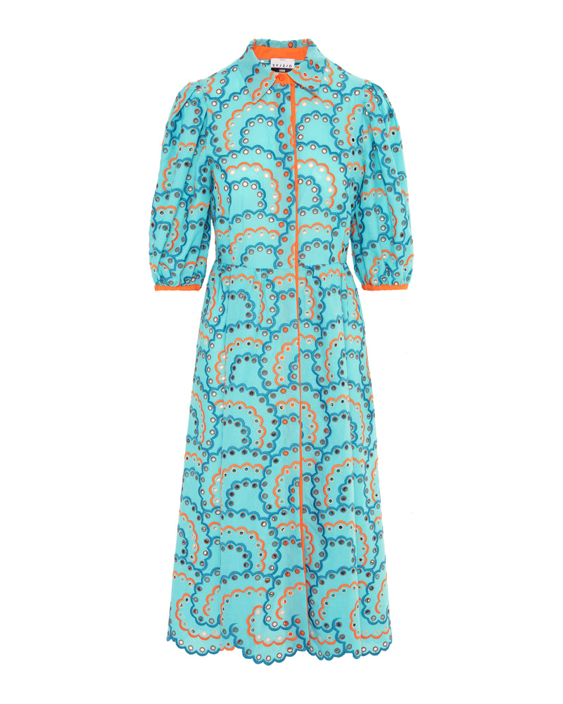 SHIRT DRESS WITH SANGALLO EMBROIDERY