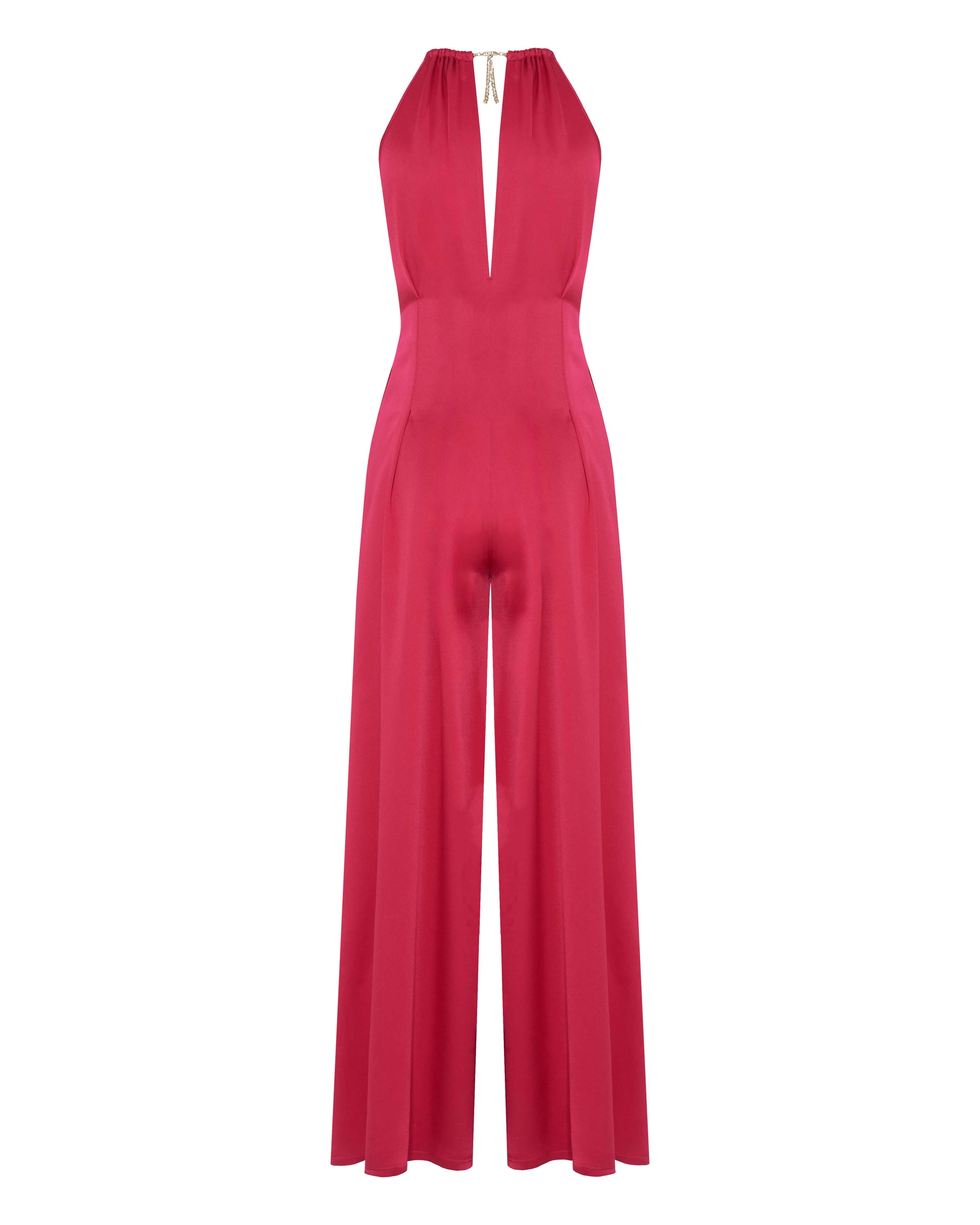 ENVERS SATIN JUMPSUIT WITH NECKLACE