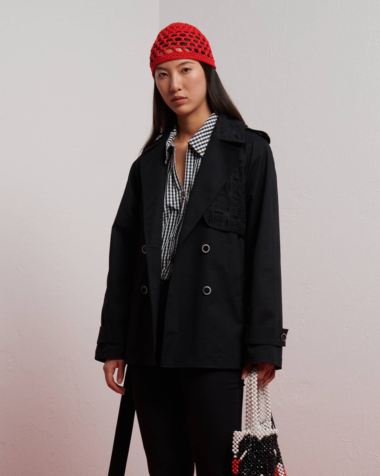 SHORT CANVAS AND SANGALLO TRENCH COAT