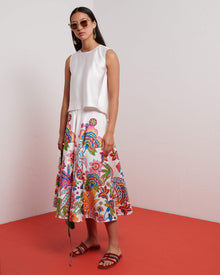 PRINTED DUCHESSE CIRCLE SKIRT