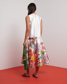 PRINTED DUCHESSE CIRCLE SKIRT