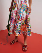 PRINTED DUCHESSE CIRCLE SKIRT