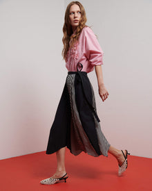 PATCHWORK PLEATED SKIRT