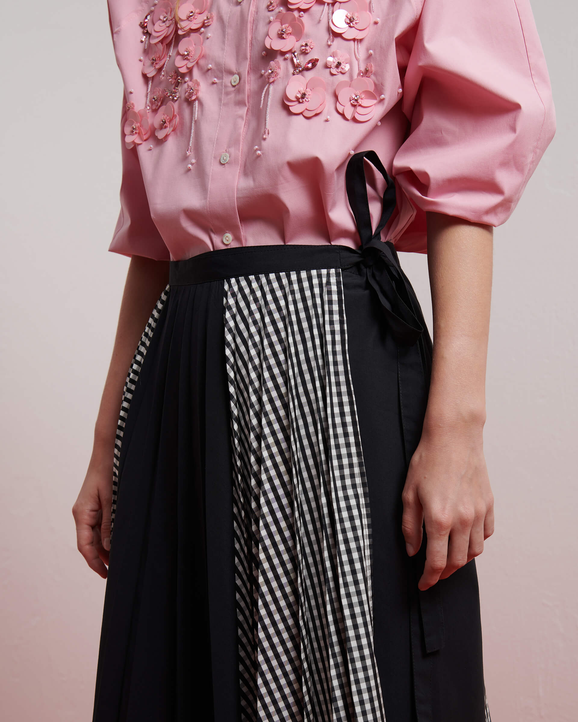 PATCHWORK PLEATED SKIRT