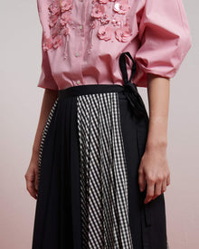 PATCHWORK PLEATED SKIRT