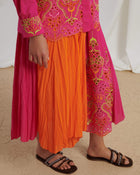 PLEATED SKIRT WITH SANGALLO EMBROIDERY PANEL