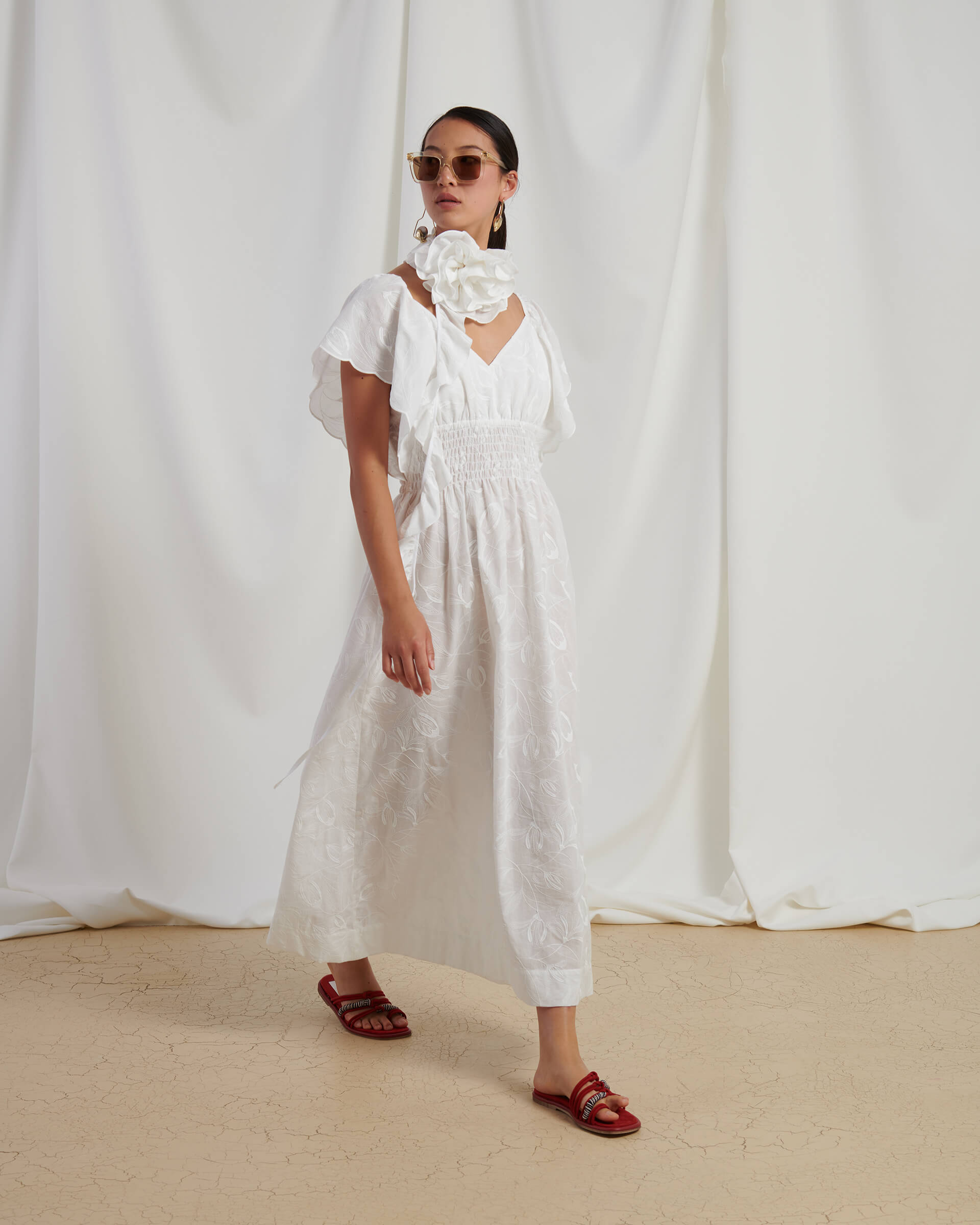 EMBROIDERED MUSLIN DRESS