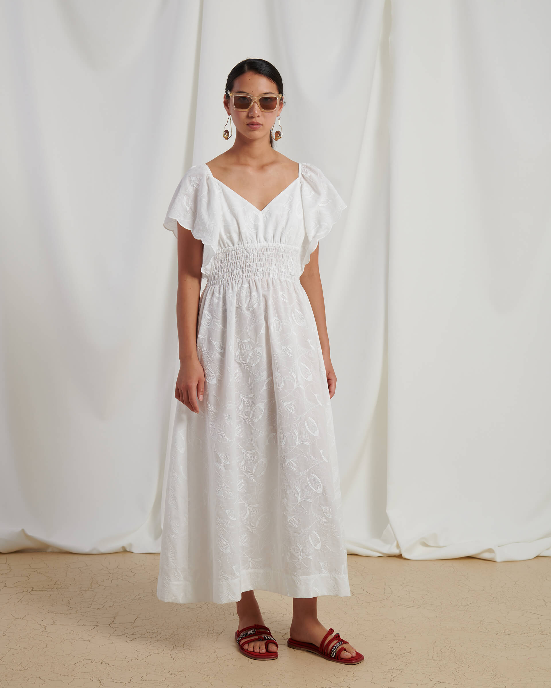 EMBROIDERED MUSLIN DRESS