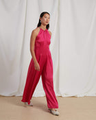 ENVERS SATIN JUMPSUIT WITH NECKLACE